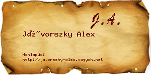 Jávorszky Alex névjegykártya
