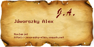 Jávorszky Alex névjegykártya