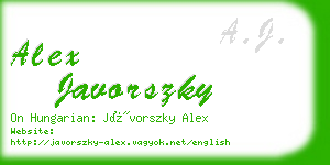alex javorszky business card